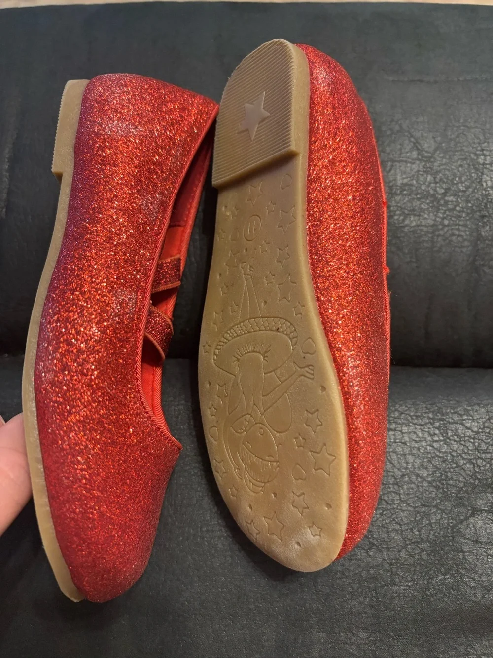 Glitter Cross-Strap Red Dress Shoes for Kid